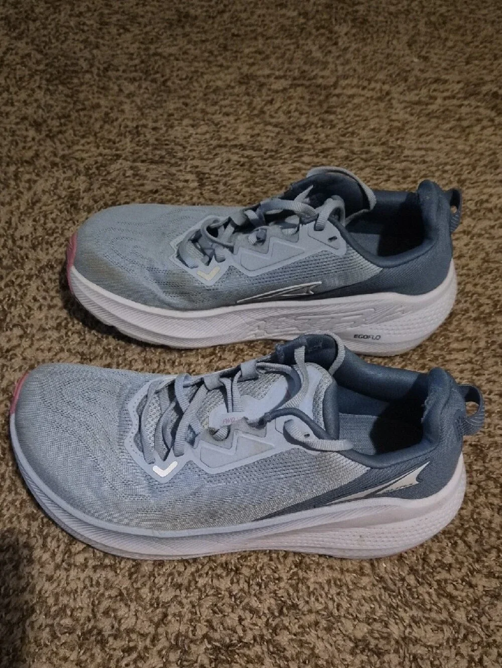 Altra FWD Via Women's Pale Blue Athletic Running Shoes with Pink Accent